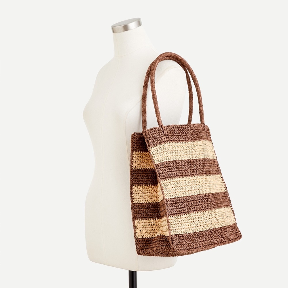 J.Crew Straw striped shopper tote
